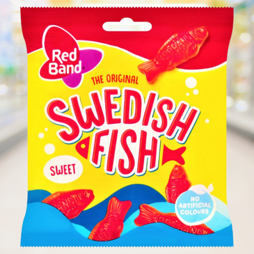 Redband Swedish Fish – zachte fruitige visjes, klassieke zoete snoepjes – Nightshop Roermond.