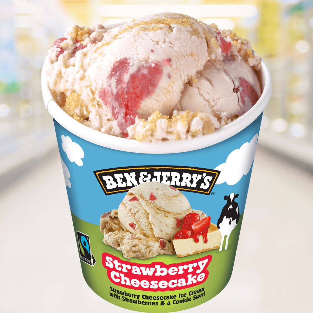 Ben & Jerry’s Strawberry Cheesecake – roomijs met aardbei en cheesecake stukjes, 427ml – Nightshop Roermond.