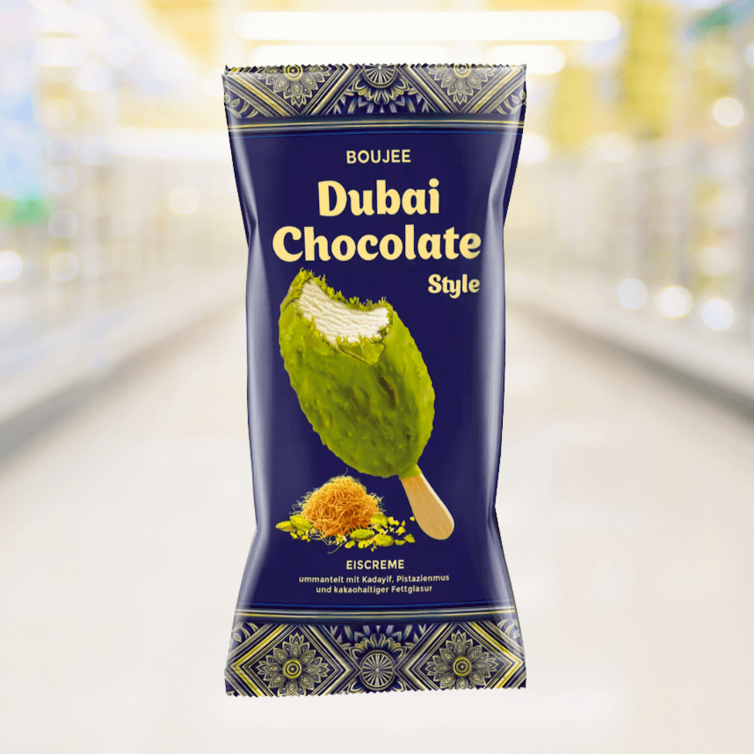 Dubai Chocolade IJs – romig ijs met volle chocoladesmaak, luxe dessert – Nightshop Roermond.