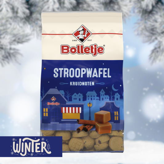 Bolletje Pepernoten Stroopwafel – kruidige pepernoten met stroopwafelsmaak, perfect voor Sinterklaas – Nightshop Roermond.
