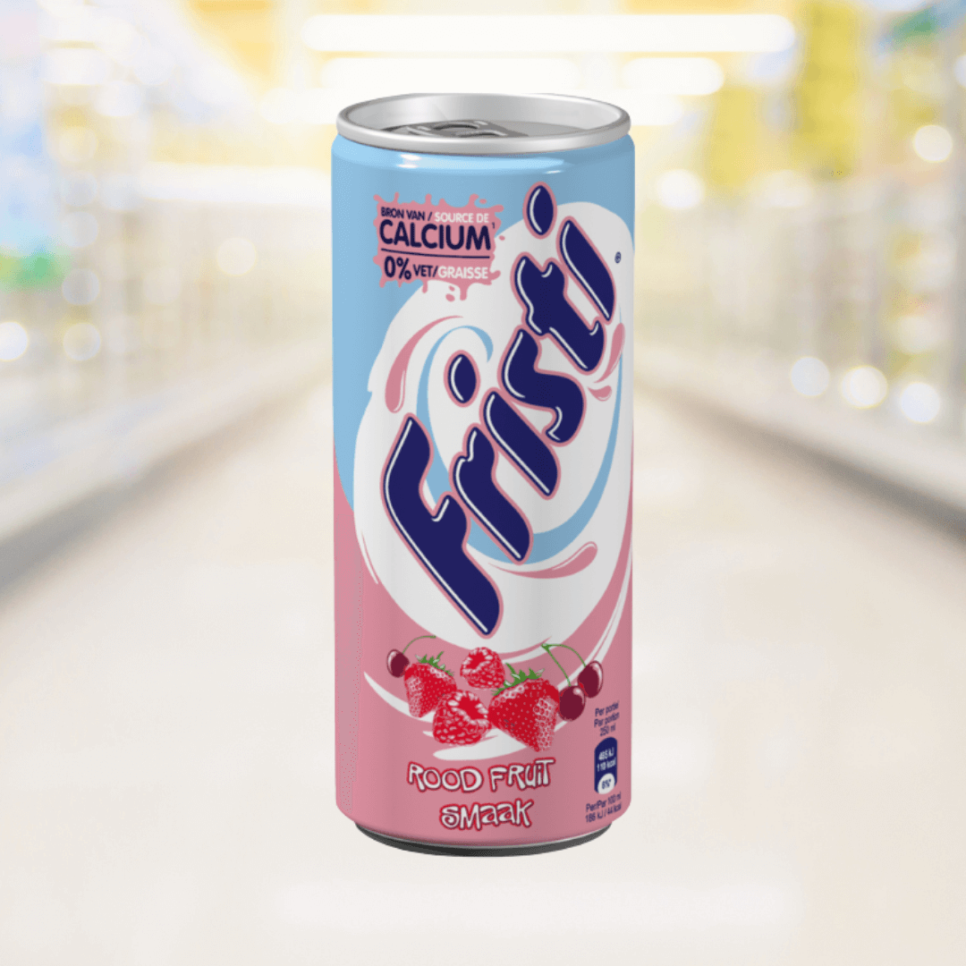 Fristi 250ml – romige yoghurtdrank met framboos, aardbei en kersensmaak – Nightshop Roermond.
