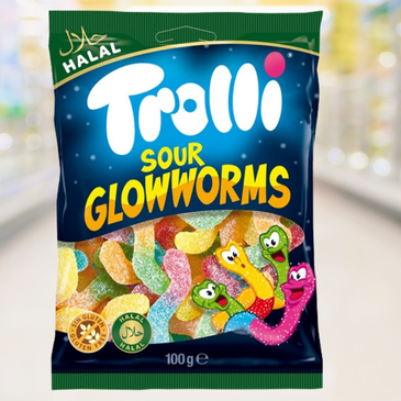 Trolli Gummy Worms HALAL – zachte wormvormige snoepjes, halal gecertificeerd – Nightshop Roermond.