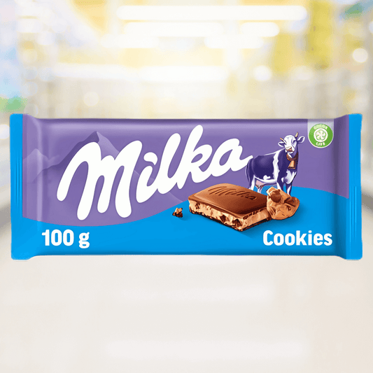 Milka Cookies Reep – melkchocolade gevuld met knapperige koekjesstukjes – Nightshop Roermond.