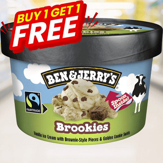 Ben & Jerry’s Brookies 100ml – combinatie van brownie en cookie dough ijs in klein formaat – Nightshop Roermond.